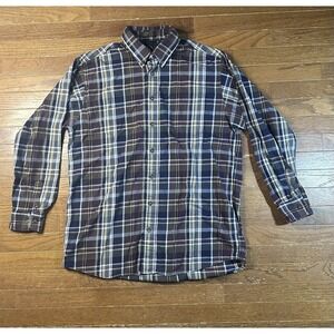 VIYELLA Traditional Fit Wool Blend Button Down Plaid Flannel Shirt Mens Large